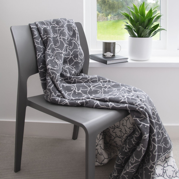Flock Recycled Cotton Throw Large Grey