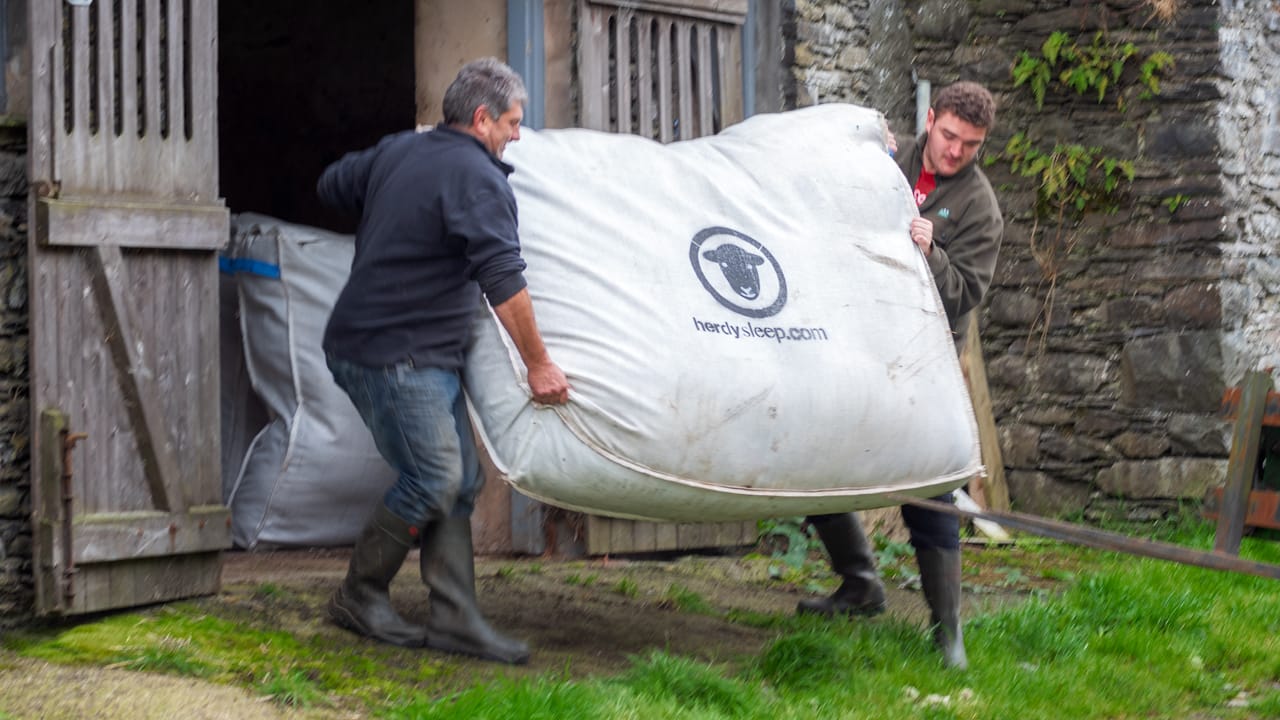 transporting Herdwick wool at Glencoyne Farm, Lake District